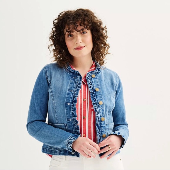 Draper James Jackets & Blazers - NEW Draper James Ruffle Denim Jacket. Large